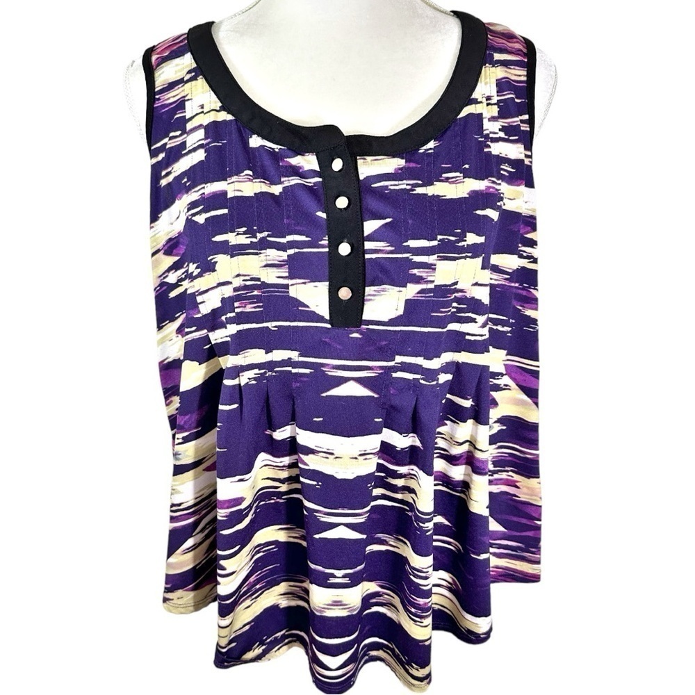 🌸Cocomo- Purple/Black Dressy Flowy Tank Top- Size XL